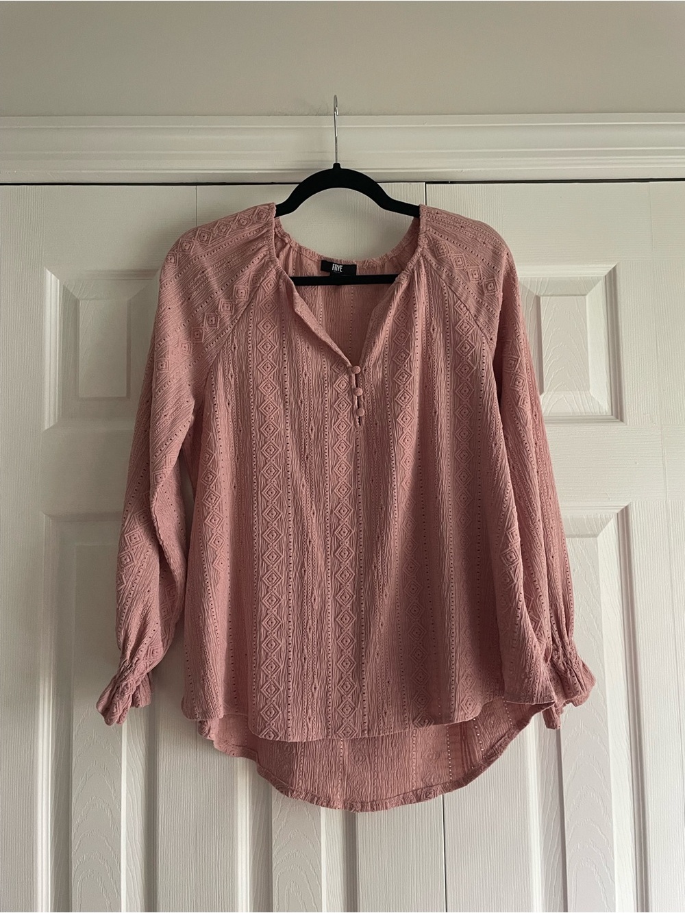 Frye Dusty Rose Crochet-Detail Blouse